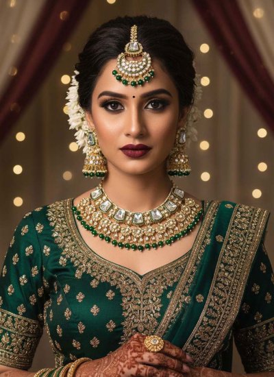 Necklace Set Stone Work in Green Colour