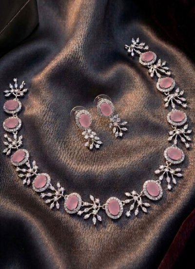 
                            Necklace Set Stone Work in Pink Colour