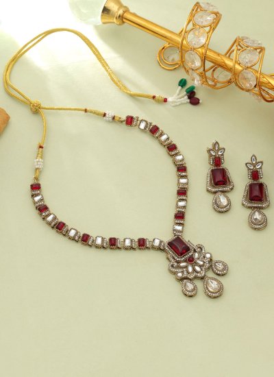 
                            Necklace Set Stone Work in Red Colour
