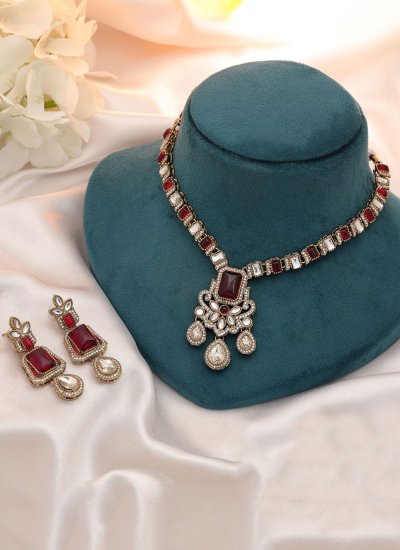 Necklace Set Stone Work in Red Colour