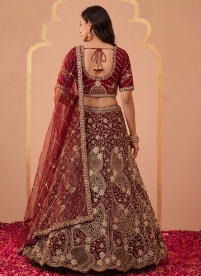 
                            Net Beads Designer Lehenga Choli in Maroon Colour
