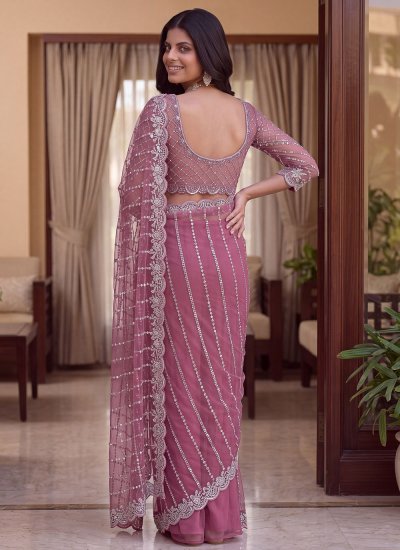 
                            Net Contemporary Saree in Pink Colour
