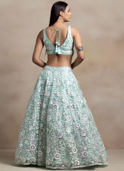 
                            Net Embroidered Lehenga Choli in Turquoise Colour