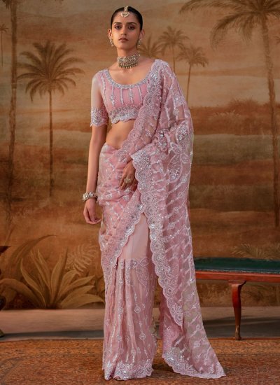 Net Pink Classic Saree