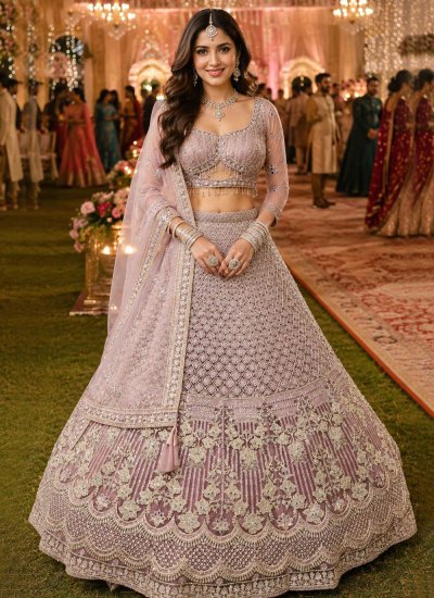 Net Pink Readymade Lehenga Choli