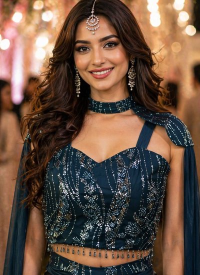 
                            Nice Embroidered Teal Lycra Salwar Kameez