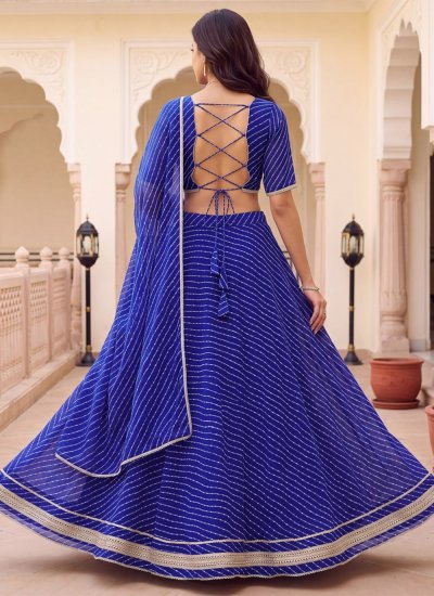 
                            Nice Georgette Zari Blue A Line Lehenga Choli