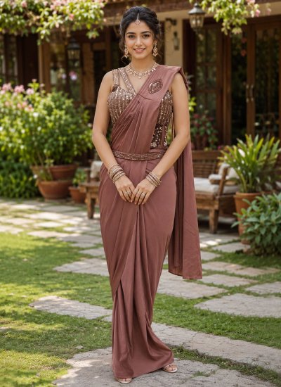 Noble Brown Party Contemporary Saree