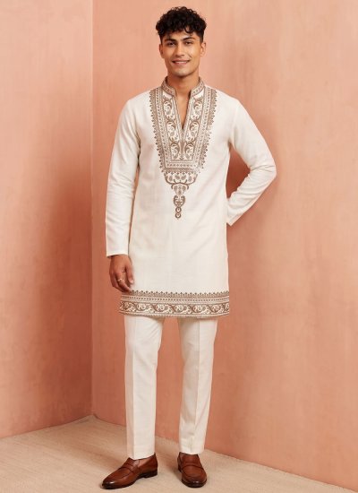 Off White Armani Engagement Kurta Pyjama
