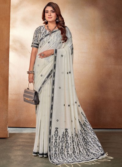 Off White Color Contemporary Saree