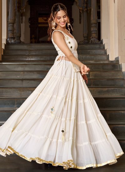 
                            Off White Georgette Lehenga Choli