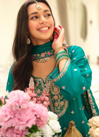 
                            Opulent Sea Green Readymade Salwar Kameez