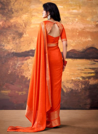 
                            Orange Casual Contemporary Saree