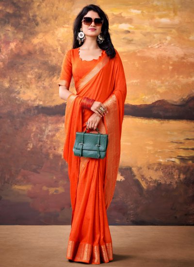 Orange Casual Contemporary Saree