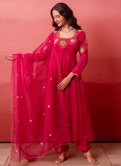 Organza Embroidered Rani Readymade Salwar Suit
