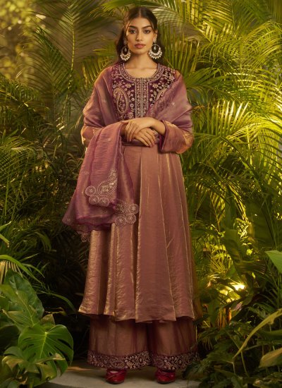 Organza Embroidered Salwar Kameez in Purple
