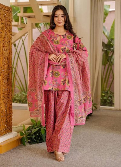 Palazzo Salwar Kameez Digital Print Cotton Silk in Multi Colour