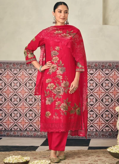 Pant Style Suit Digital Print Cotton Lawn in Pink