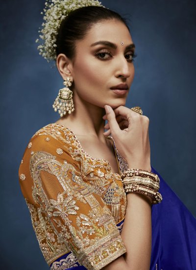 
                            Paramount Embroidered Blue Trendy Saree