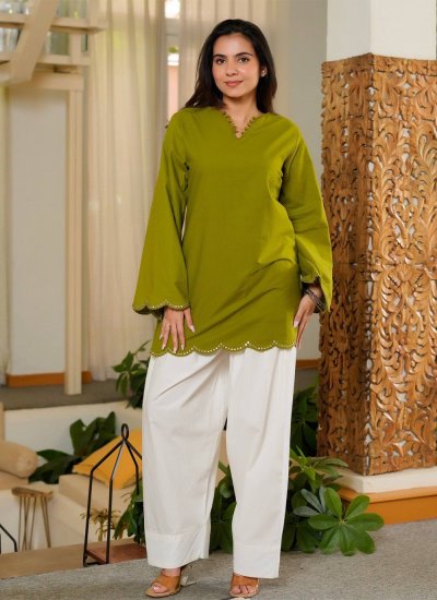 Paramount Green Silk Casual Kurti