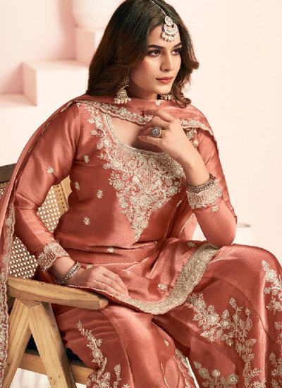
                            Peach Engagement Salwar Kameez