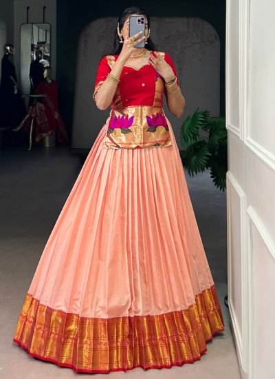Peach Sangeet Lehenga Choli