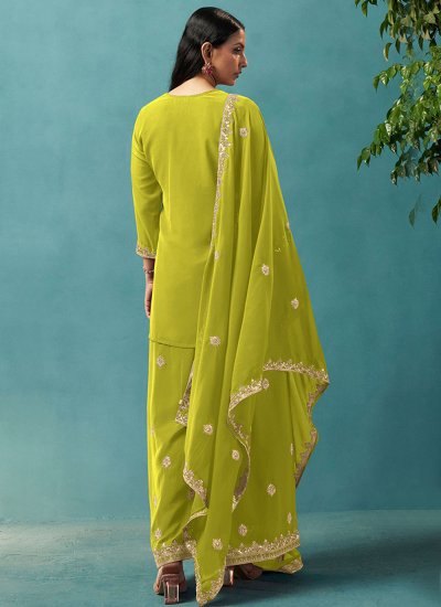 
                            Phenomenal Embroidered Georgette Palazzo Salwar Kameez