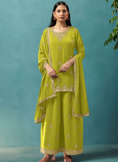 Phenomenal Embroidered Georgette Palazzo Salwar Kameez