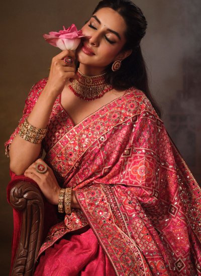 
                            Phenomenal Faux Crepe Sequins Pink Classic Saree