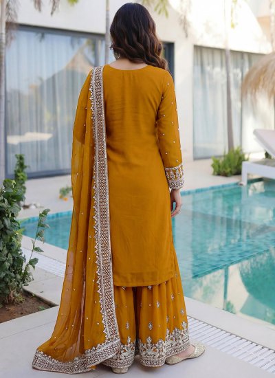 
                            Picturesque Faux Georgette Sequins Palazzo Salwar Kameez