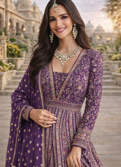 
                            Picturesque Georgette Embroidered Readymade Gown