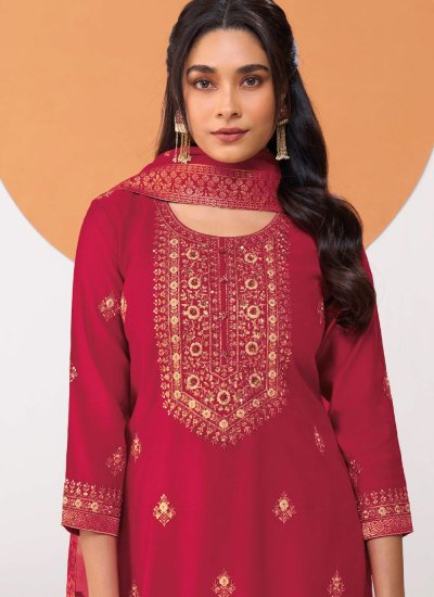 
                            Picturesque Rani Embroidered Silk Blend Pant Style Suit