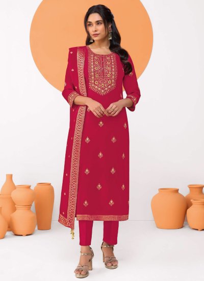 Picturesque Rani Embroidered Silk Blend Pant Style Suit