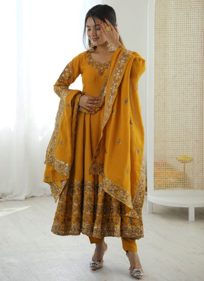 Picturesque Silk Anarkali Salwar Kameez