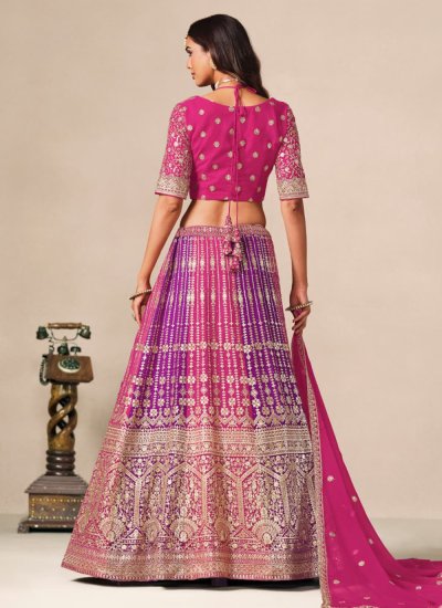
                            Pink and Purple Festival Faux Georgette A Line Lehenga Choli