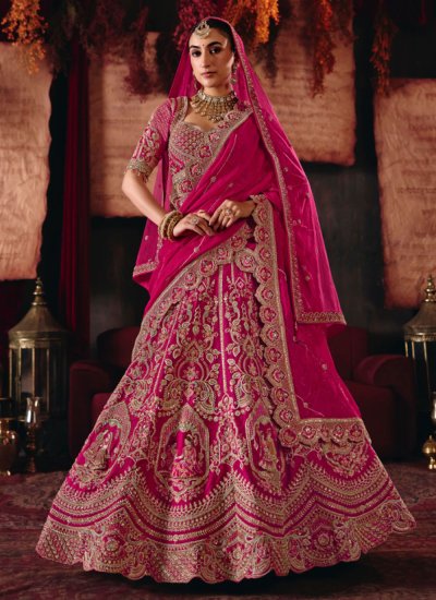 Pink Bridal Silk Trendy Lehenga Choli
