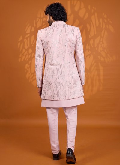 
                            Pink Ceremonial Art Silk Indo Western