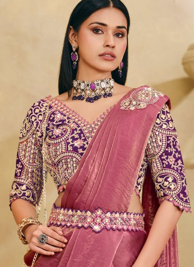 
                            Pink Ceremonial Silk Saree