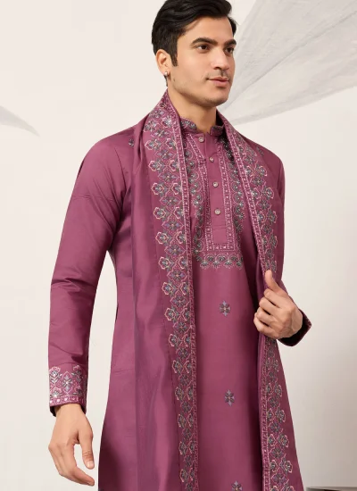 
                            Pink Ceremonial Viscose Kurta