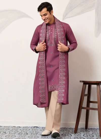 Pink Ceremonial Viscose Kurta