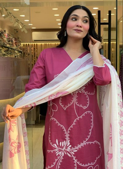 
                            Pink Chanderi Salwar Suit