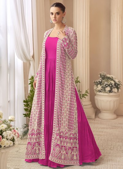 Pink Chinon Designer Gown