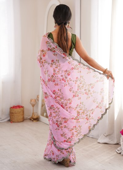 
                            Pink Color Classic Saree
