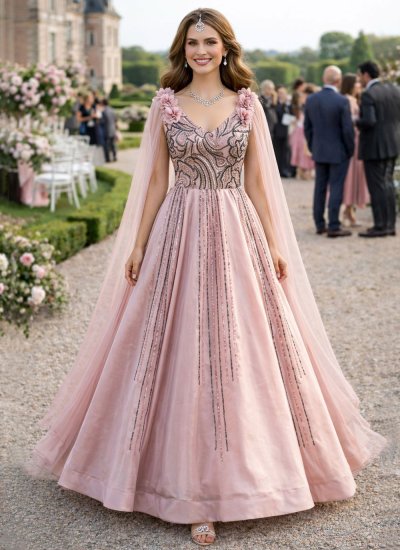 Pink Color Readymade Gown