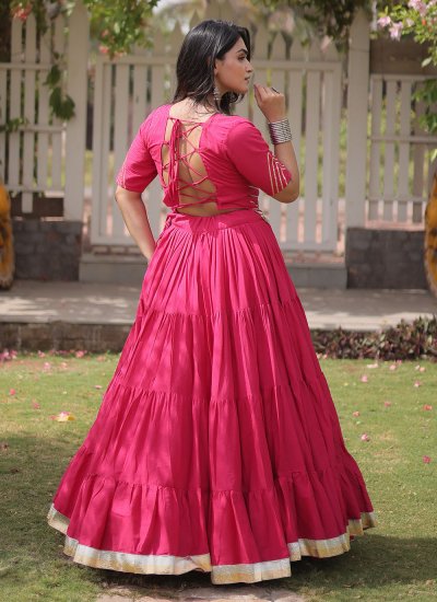 
                            Pink Cotton Patchwork A Line Lehenga Choli