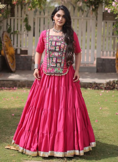Pink Cotton Patchwork A Line Lehenga Choli
