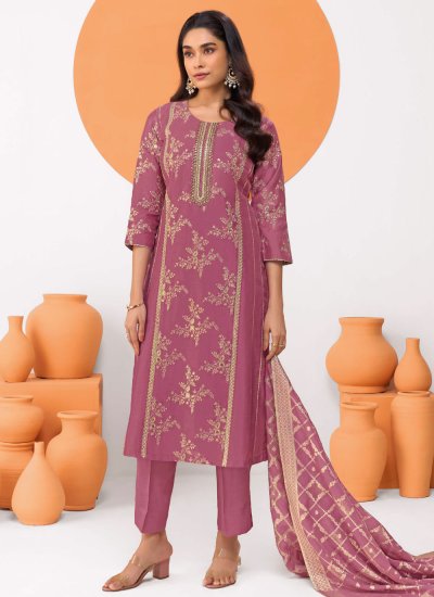 Pink Embroidered Readymade Salwar Suit