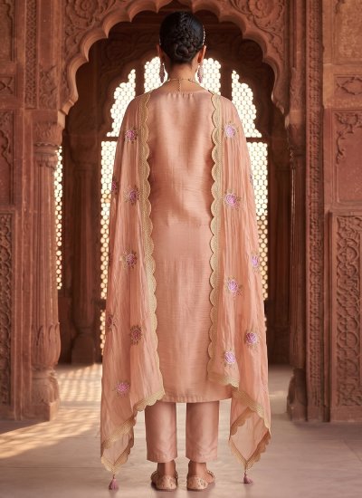 
                            Pink Embroidered Silk Salwar Suit
