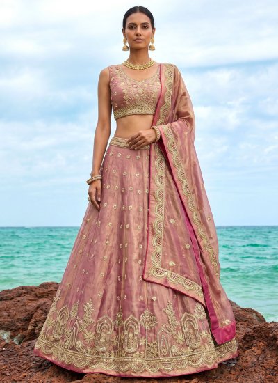 deep pink net fish cut lehenga choli with dupatta Cutdana Sequins and Zarkan & perfect for any occasion $245 - $368 - Hot