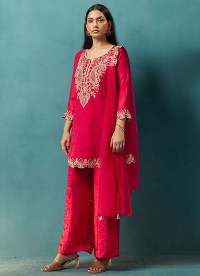 
                            Pink Festival Silk Blend Readymade Salwar Kameez